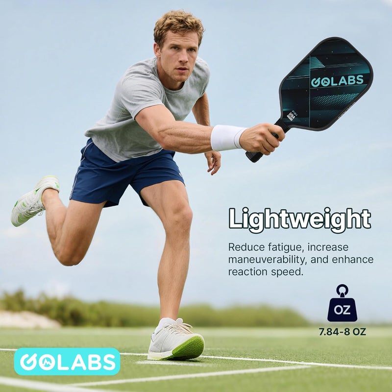 GOLABS PB1 Pickleball Paddles Set of 2, Durable Fiberglass Surface& 16mm STR-Core Power Polymer Core, USAPA Approved, 8oz Lightweight & Comfort Anti-Slip Elongated Grip for Increased Power and Spin - Image 4